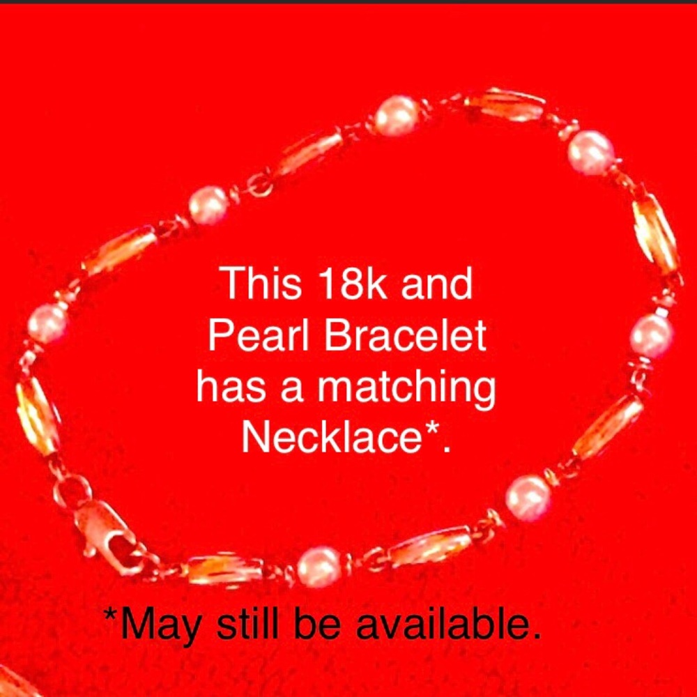 18k Gold & Pearl Beaded Chain Bracelet